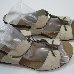 Merrell Micca Silver Lining Sandals Strappy Cream Leather Flats Ankle Strap 10